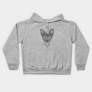 Green Eyed Sphinx cat tattoo Kids Hoodie